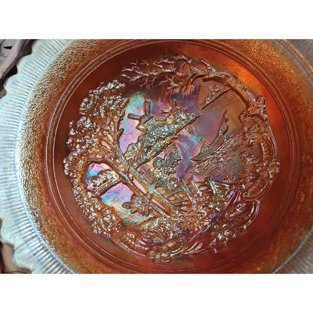 1927 Double Dutch Carnival Glass Bowl imperial windmill pattern